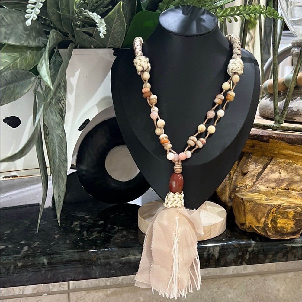 Chicos nwt Bohemian Beaded Necklace with Tassel J100